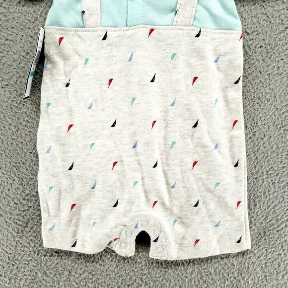 Nautica Short Sailboats Overalls 2 Piece Set - Boys Size 6-9M - Embroidered - Picture 12 of 15